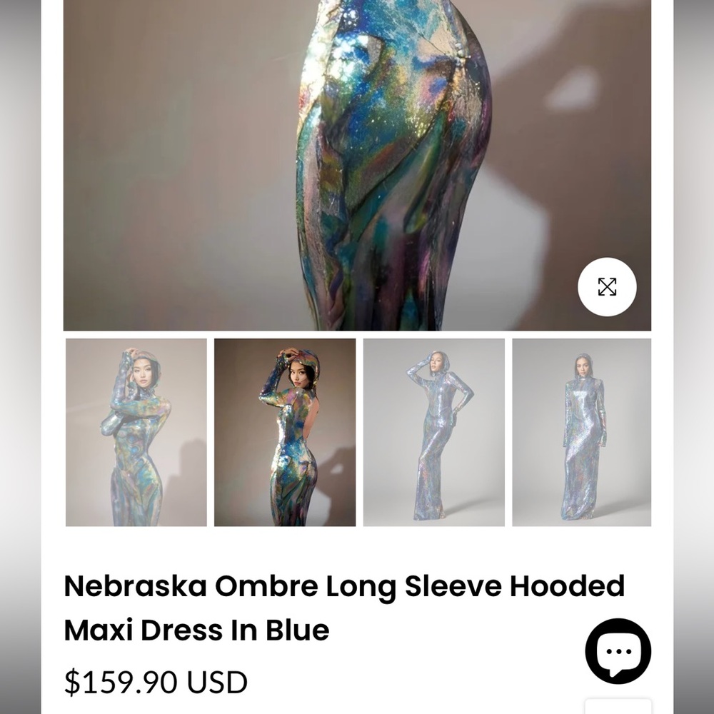 Mew Mews Nebraska Ombre Hooded Psychedelic Maxi Gown - Picture 4 of 15